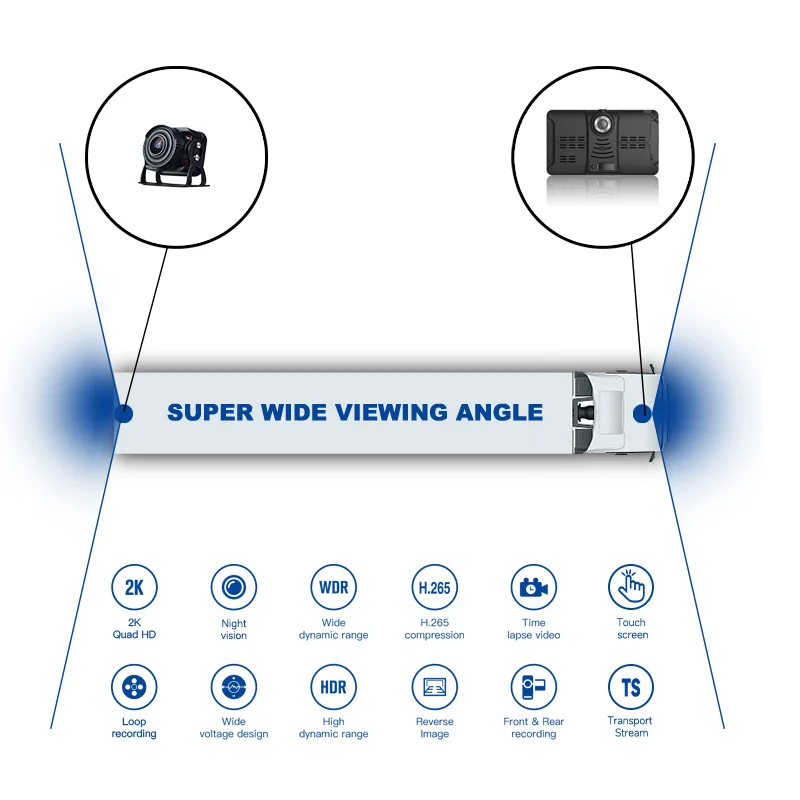 1080P 7 Inch Backup Camera System Wide Angle IP68 Waterproof Camera