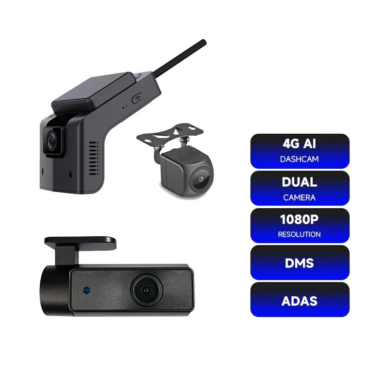 4 Channel 256GB 4G AI Dual Dash Cam for Uber Vehicle Fleet Management