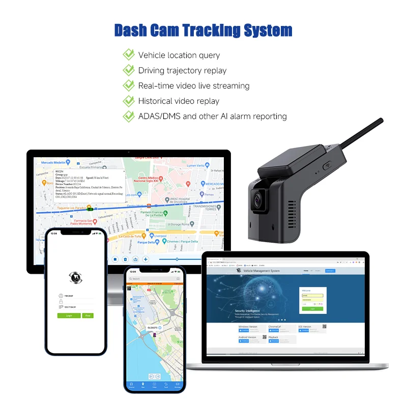 4G AI Dash Cam 2 Channel with ADAS DSM CMS for Taxi Fleet Management