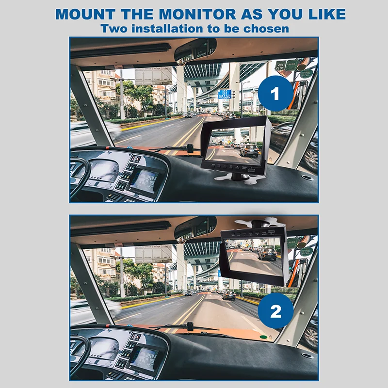 7" 2CH Backup Camera System with MP5, Loop Recording for Truck Van Bus