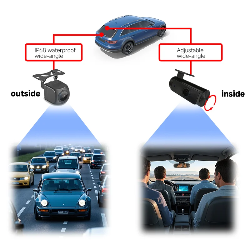 4 Channel 256GB 4G AI Dual Dash Cam for Uber Vehicle Fleet Management