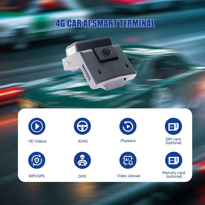 4G AI Dash Cam 2 Channel with ADAS DSM CMS for Taxi Fleet Management