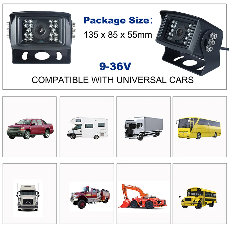 Bus Truck Vehicle Backup Cameras Wide View Angle Cab Cam Rearview Reverse