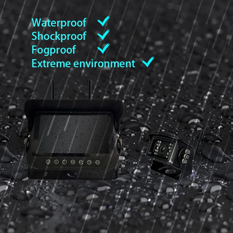 Wireless Backup Camera 7-inch IP67 Waterproof Monitor IP68 Camera