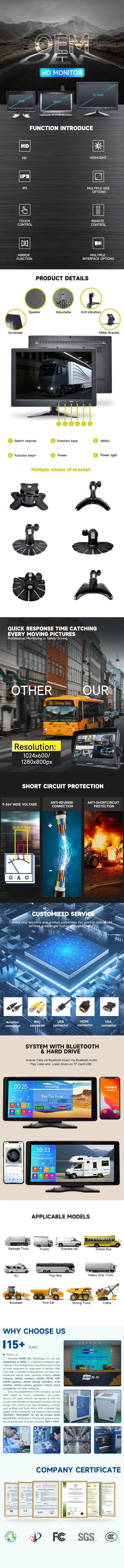 9 inch HD Vehicle Quad-view Trucks Reversing Image Display Screen OEM 9 inch HD Vehicle Quad-view Trucks Reversing Image Display Screen OEM