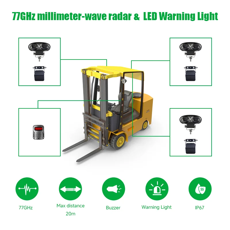 77GHz millimeter-wave radar & LED Warning Light for Forklift