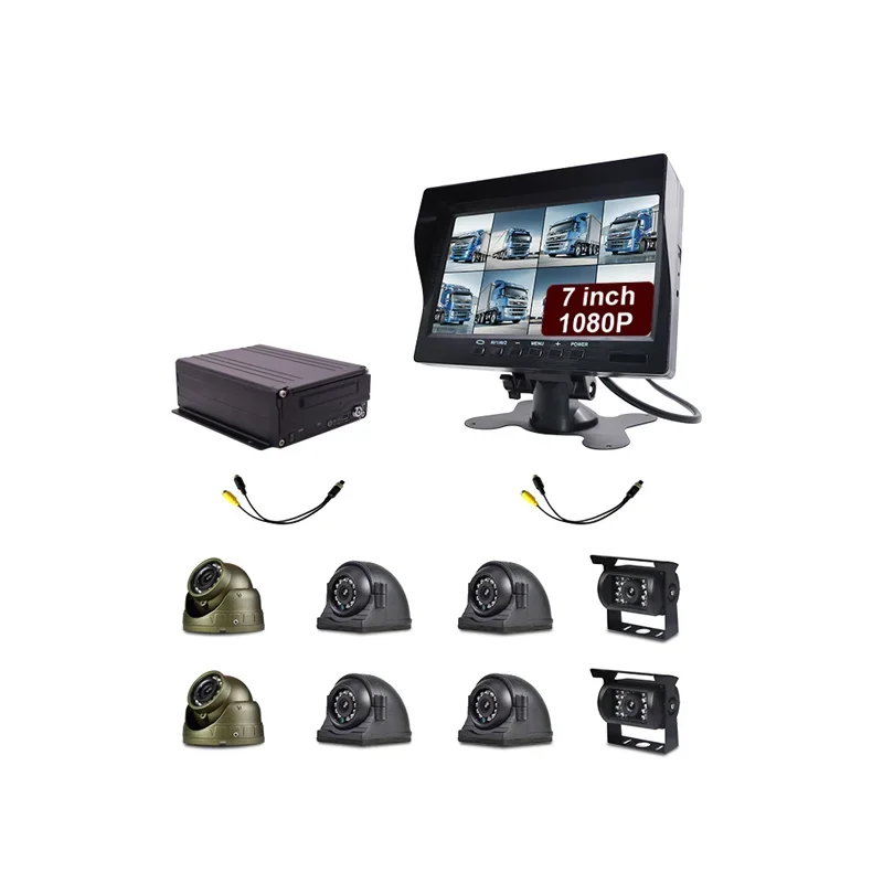 8CH Truck Mobile MDVR 7 Inch Monitor AHD IP68 Waterproof Camera OEM/ODM
