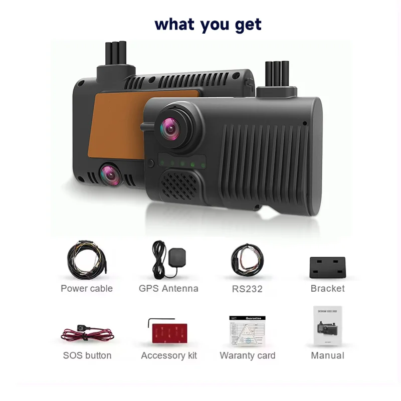 Dash Cam with Driver Fatigue Detection Dual Lens Commercial Vehicle Safety Kit